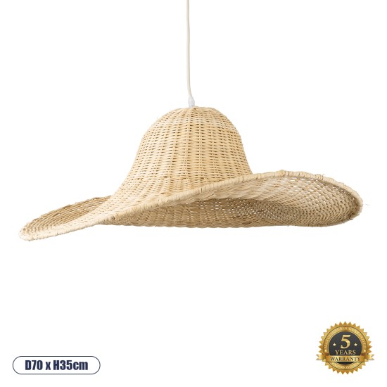 GloboStar® ESPARGOS 02214 Boho Κρεμαστό Φωτιστικό Πλέγμα Μονόφωτο 1 x E27 IP20 Μπεζ Ξύλο - Μ70 x Π70 x Υ35cm GloboStar® ESPARGOS 02214 Boho Κρεμαστό Φωτιστικό Πλέγμα Μονόφωτο 1 x E27 IP20 Μπεζ Ξύλο - Μ70 x Π70 x Υ35cm