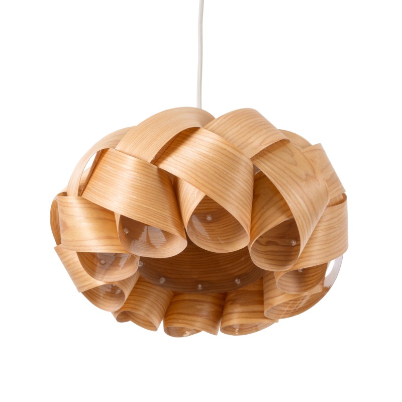 GloboStar® SARDIGNA 02217 Boho Κρεμαστό Φωτιστικό Πλέγμα Μονόφωτο 1 x E27 IP20 Καφέ Ξύλο - Μ40 x Π40 x Υ20cm