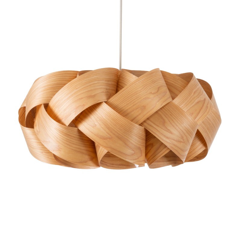 GloboStar® SARDIGNA 02218 Boho Κρεμαστό Φωτιστικό Πλέγμα Μονόφωτο 1 x E27 IP20 Καφέ Ξύλο - Μ60 x Π60 x Υ30cm