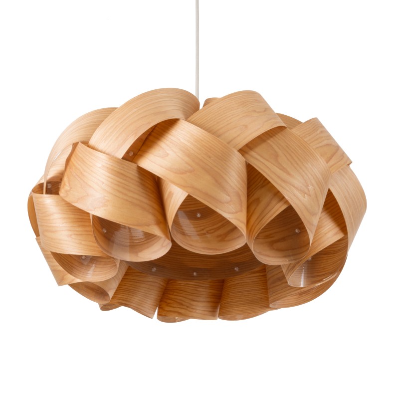 GloboStar® SARDIGNA 02218 Boho Κρεμαστό Φωτιστικό Πλέγμα Μονόφωτο 1 x E27 IP20 Καφέ Ξύλο - Μ60 x Π60 x Υ30cm