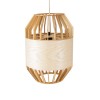 GloboStar® GALIA 02220 Boho Κρεμαστό Φωτιστικό Πλέγμα Μονόφωτο 1 x E27 IP20 Μπεζ & Καφέ Ξύλο - Μ30 x Π30 x Υ40cm