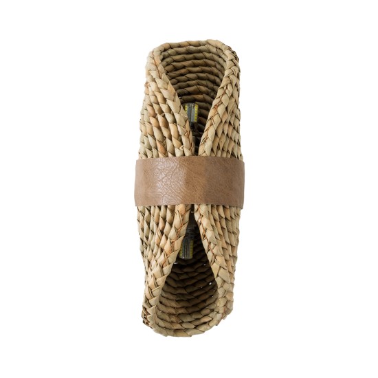 GloboStar® GUAVA 02222 Boho Επιτοίχιο Φωτιστικό Απλίκα Δίφωτο 2 x G9 IP20 Μπεζ Ξύλο με Μπεζ Δέρμα - Μ11 x Π13 x Υ30cm