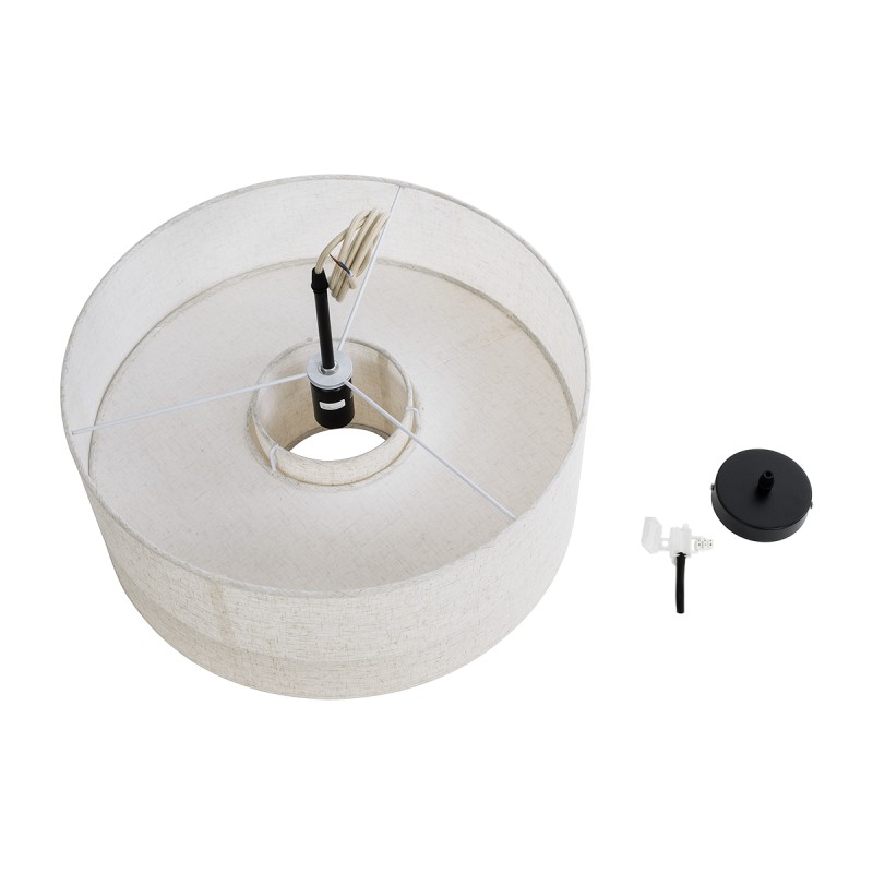 GloboStar® MARIGOLD 02226 Boho Κρεμαστό Φωτιστικό Καπέλο Μονόφωτο 1 x E27 IP20 Λευκό Ύφασμα - Μ48 x Π48 x Υ27cm