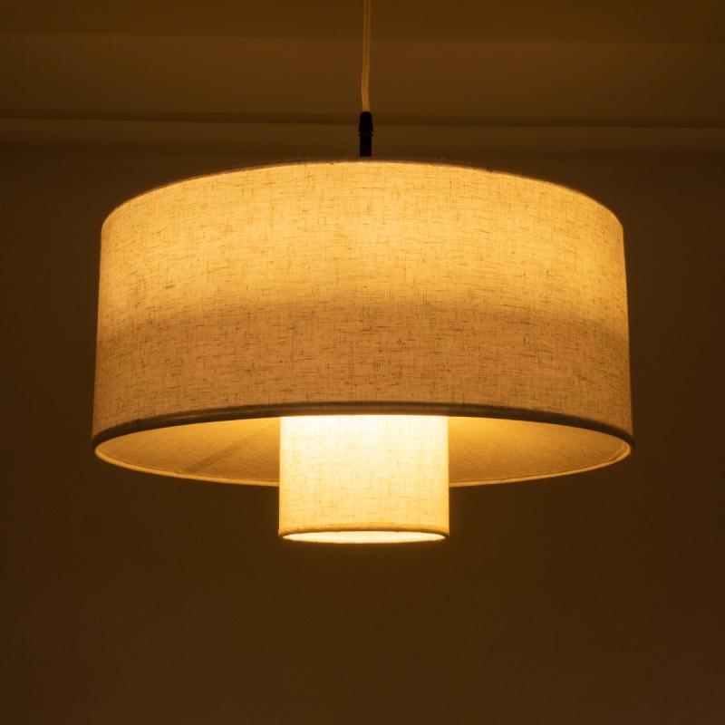 GloboStar® MARIGOLD 02226 Boho Κρεμαστό Φωτιστικό Καπέλο Μονόφωτο 1 x E27 IP20 Λευκό Ύφασμα - Μ48 x Π48 x Υ27cm