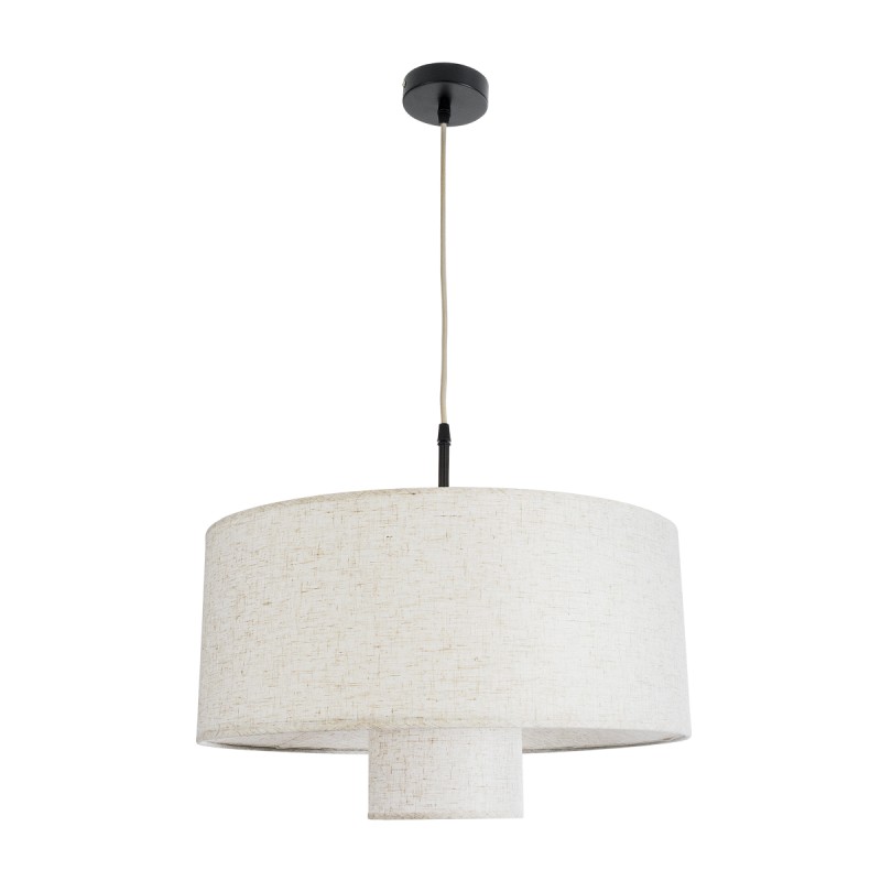 GloboStar® MARIGOLD 02226 Boho Κρεμαστό Φωτιστικό Καπέλο Μονόφωτο 1 x E27 IP20 Λευκό Ύφασμα - Μ48 x Π48 x Υ27cm