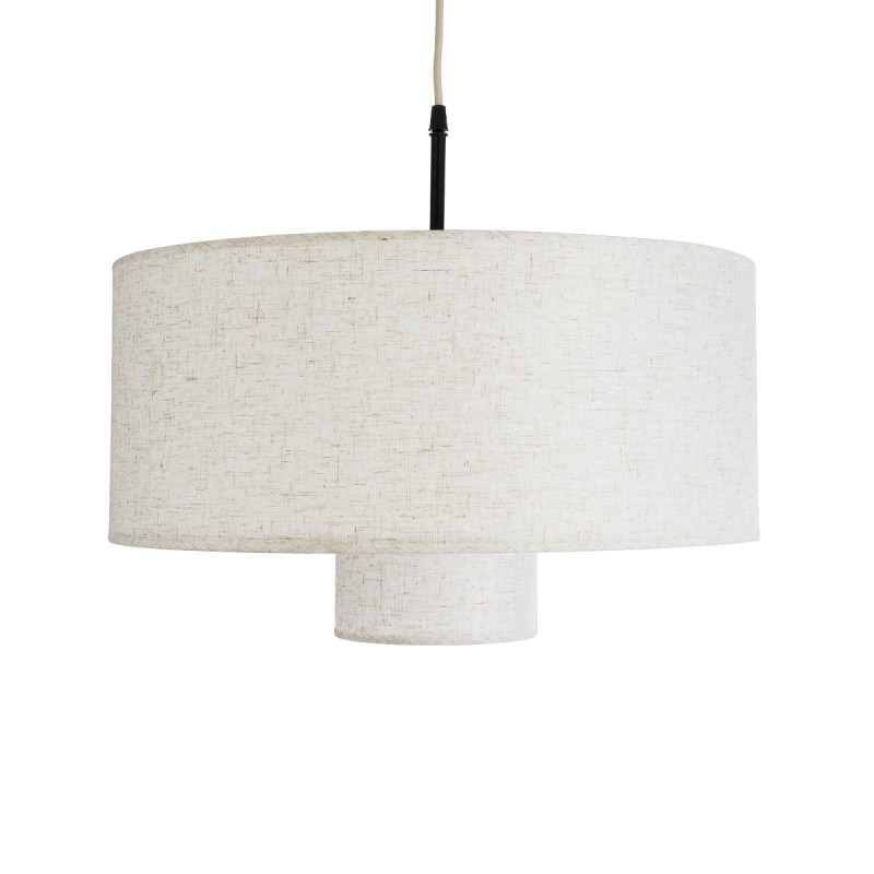 GloboStar® MARIGOLD 02226 Boho Κρεμαστό Φωτιστικό Καπέλο Μονόφωτο 1 x E27 IP20 Λευκό Ύφασμα - Μ48 x Π48 x Υ27cm