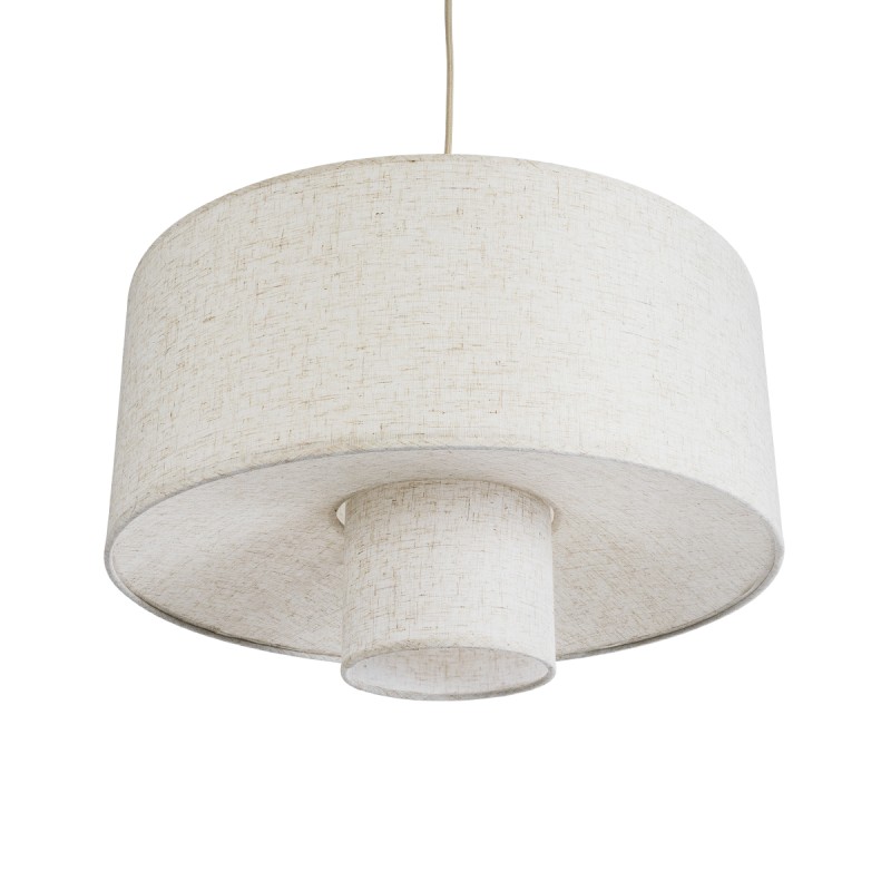 GloboStar® MARIGOLD 02226 Boho Κρεμαστό Φωτιστικό Καπέλο Μονόφωτο 1 x E27 IP20 Λευκό Ύφασμα - Μ48 x Π48 x Υ27cm