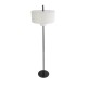 GloboStar® MARIGOLD 02228 Μοντέρνο Επιδαπέδιο Φωτιστικό Τρίφωτο 3 x E27 IP20 Μαύρο Αλουμίνιο με Λευκό Ύφασμα - Μ46 x Π46 x Υ160cm