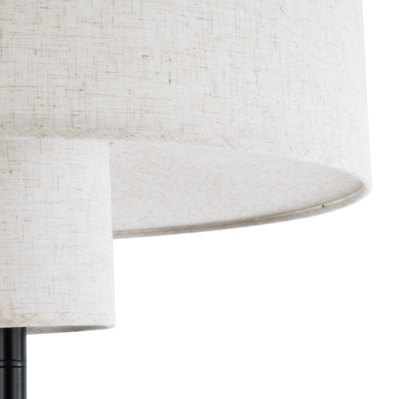 GloboStar® MARIGOLD 02228 Μοντέρνο Επιδαπέδιο Φωτιστικό Τρίφωτο 3 x E27 IP20 Μαύρο Αλουμίνιο με Λευκό Ύφασμα - Μ46 x Π46 x Υ160cm