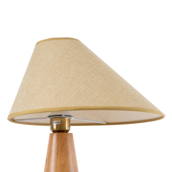 GloboStar® KAUAI 02229 Boho Επιτραπέζιο Φωτιστικό Πορτατίφ Μονόφωτο 1 x E27 IP20 Μπεζ Ξύλο με Μπεζ Ύφασμα - Μ38 x Π30 x Υ48cm GloboStar® KAUAI 02229 Μοντέρνο Επιτραπέζιο Φωτιστικό Μονόφωτο 1 x E27 AC220-240V IP20 - Μ38 x Π30 x Υ48cm - Μπεζ Ξύλινο Καμπάνα