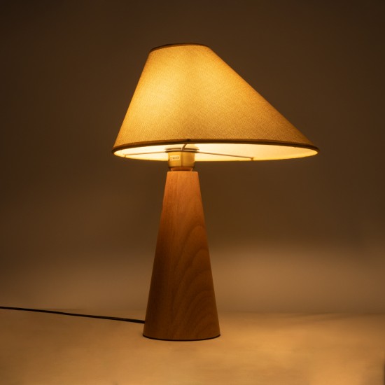 GloboStar® KAUAI 02229 Boho Επιτραπέζιο Φωτιστικό Πορτατίφ Μονόφωτο 1 x E27 IP20 Μπεζ Ξύλο με Μπεζ Ύφασμα - Μ38 x Π30 x Υ48cm GloboStar® KAUAI 02229 Μοντέρνο Επιτραπέζιο Φωτιστικό Μονόφωτο 1 x E27 AC220-240V IP20 - Μ38 x Π30 x Υ48cm - Μπεζ Ξύλινο Καμπάνα