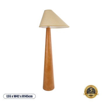 GLOBOSTAR® KAUAI 02230 Boho Επιδαπέδιο Φωτιστικό με Ντουί 1 x E27 AC 220-240V IP20 - Καφέ & Μπεζ - Μ55 x Π42 x Υ145cm