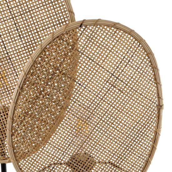 GloboStar® AZUL 02231 Boho Επιτραπέζιο Φωτιστικό Πορτατίφ Διφωτο 2 x E27 IP20 Μπεζ & Καφέ Ξύλο με Μαύρο Μέταλλο - Μ45 x Π11 x Υ75cm GloboStar® AZUL 02231 Boho Επιτραπέζιο Φωτιστικό Διφωτο 2 x E27 AC220-240V IP20 - Μ45 x Π11 x Υ75cm - Μπεζ Ξύλινο με Μαύρο Μεταλλικό και Μπεζ Ξύλινο Πλέγμα