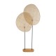 GloboStar® AZUL 02232 Boho Επιδαπέδιο Φωτιστικό Διφωτο 2 x E27 IP20 Μπεζ Ξύλο με Μαύρο Μέταλλο - Μ90 x Π17 x Υ170cm