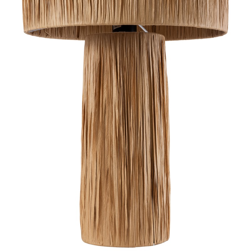 GloboStar® NASSAU 02233 Boho Επιτραπέζιο Φωτιστικό Μονόφωτο 1 x E27 AC220-240V IP20 - Φ37 x Υ55cm - Καφέ Φυσική Ράφια Νήμα Πλέγμα Καμπάνα