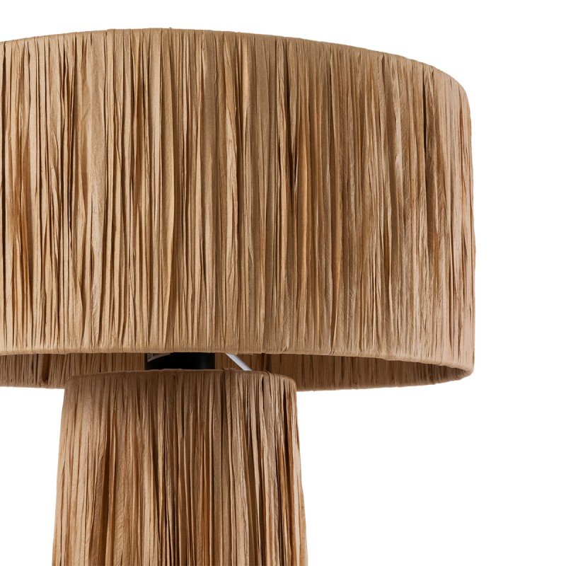 GloboStar® NASSAU 02233 Boho Επιτραπέζιο Φωτιστικό Μονόφωτο 1 x E27 AC220-240V IP20 - Φ37 x Υ55cm - Καφέ Φυσική Ράφια Νήμα Πλέγμα Καμπάνα