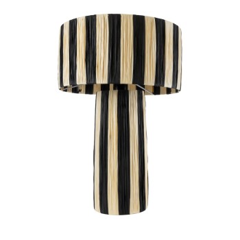 GLOBOSTAR® NASSAU 02234 Boho Επιτραπέζιο Φωτιστικό Πορτατίφ με Ντουί 1 x E27 AC 220-240V IP20 - Μπεζ & Μαύρο - Μ37 x Π37 x Υ55cm