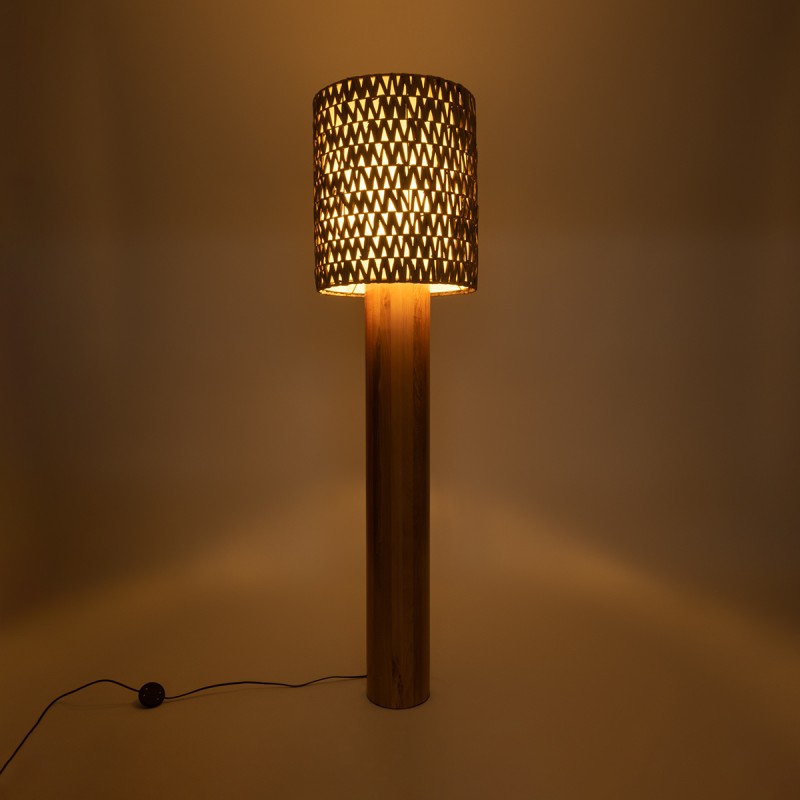 GloboStar® NIIHAU 02237 Μοντέρνο Επιδαπέδιο Φωτιστικό Μονόφωτο 1 x E27 IP20 Καφέ Ξύλο - Μ43 x Π43 x Υ160cm