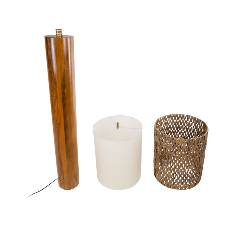 GloboStar® NIIHAU 02237 Μοντέρνο Επιδαπέδιο Φωτιστικό Μονόφωτο 1 x E27 IP20 Καφέ Ξύλο - Μ43 x Π43 x Υ160cm