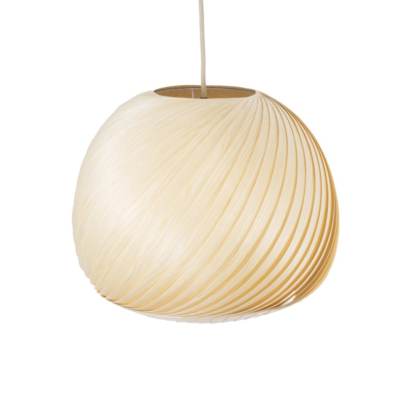 GloboStar® KAILANI 02242 Boho Κρεμαστό Φωτιστικό Καμπάνα Μονόφωτο 1 x E27 IP20 Μπεζ Ξύλο - Μ40 x Π40 x Υ30cm