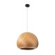 GloboStar® KAILANI 02243 Boho Κρεμαστό Φωτιστικό Καμπάνα Μονόφωτο 1 x E27 IP20 Καφέ Ξύλο - Μ40 x Π40 x Υ30cm