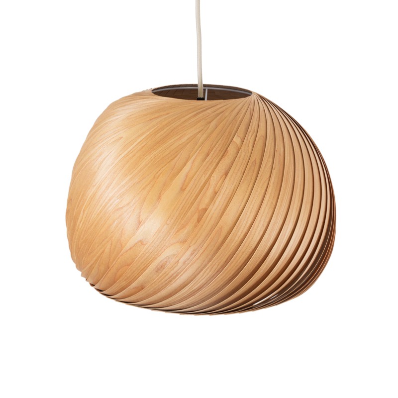 GloboStar® KAILANI 02243 Boho Κρεμαστό Φωτιστικό Καμπάνα Μονόφωτο 1 x E27 IP20 Καφέ Ξύλο - Μ40 x Π40 x Υ30cm