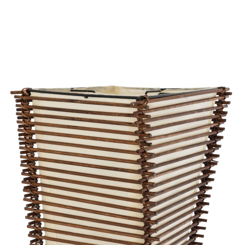 GloboStar® PALMA 02273 Boho Επιδαπέδιο Φωτιστικό Δίφωτο 2 x E27 IP20 Καφέ Ξύλο με Μπεζ Ύφασμα - Μ34 x Π34 x Υ130cm