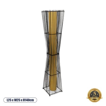 GLOBOSTAR® PALMA 02274 Boho Επιδαπέδιο Φωτιστικό με Ντουί 2 x E27 AC 220-240V IP20 - Μαύρο & Μπεζ - Μ25 x Π25 x Υ140cm