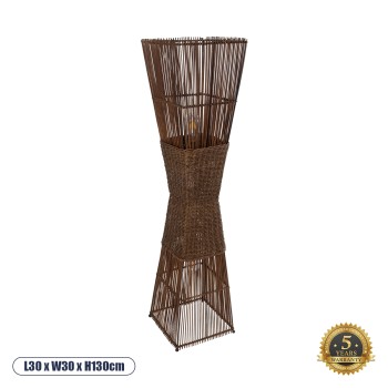 GLOBOSTAR® PALMA 02275 Boho Επιδαπέδιο Φωτιστικό με Ντουί 2 x E27 AC 220-240V IP20 - Καφέ - Μ30 x Π30 x Υ130cm