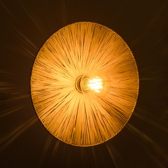 GloboStar® COLOMBO 02277 Boho Επιτοίχιο Φωτιστικό Απλίκα Μονόφωτο 1 x E27 IP20 Μπεζ Ράφια - Μ40 x Π40 x Υ9cm GloboStar® COLOMBO 02277 Boho Επιτοίχιο Φωτιστικό Απλίκα Μονόφωτο 1 x E27 IP20 Μπεζ Ράφια - Μ40 x Π40 x Υ9cm