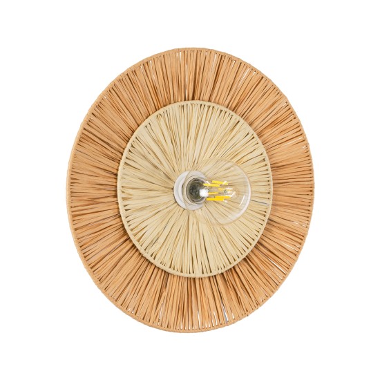 GloboStar® COLOMBO 02278 Boho Επιτοίχιο Φωτιστικό Απλίκα Μονόφωτο 1 x E27 IP20 Μπεζ Ράφια - Μ40 x Π40 x Υ9cm GloboStar® COLOMBO 02278 Boho Επιτοίχιο Φωτιστικό Απλίκα Μονόφωτο 1 x E27 IP20 Μπεζ Ράφια - Μ40 x Π40 x Υ9cm