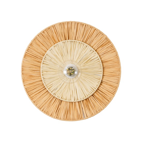 GloboStar® COLOMBO 02278 Boho Επιτοίχιο Φωτιστικό Απλίκα Μονόφωτο 1 x E27 IP20 Μπεζ Ράφια - Μ40 x Π40 x Υ9cm GloboStar® COLOMBO 02278 Boho Επιτοίχιο Φωτιστικό Απλίκα Μονόφωτο 1 x E27 IP20 Μπεζ Ράφια - Μ40 x Π40 x Υ9cm