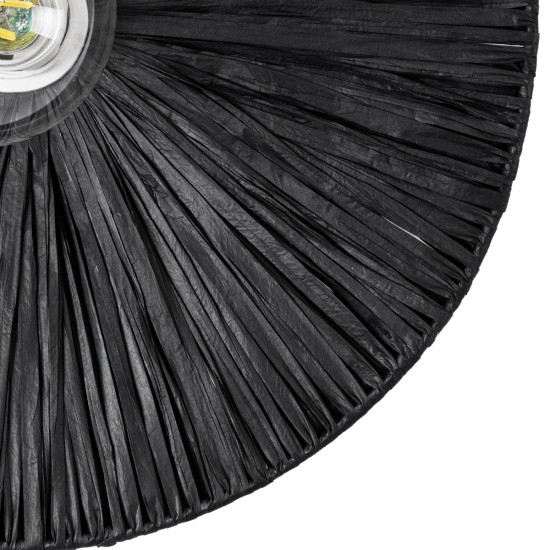 GloboStar® COLOMBO 02279 Boho Επιτοίχιο Φωτιστικό Απλίκα Μονόφωτο 1 x E27 IP20 Μαύρη Ράφια - Μ40 x Π40 x Υ9cm GloboStar® COLOMBO 02279 Boho Επιτοίχιο Φωτιστικό Απλίκα Μονόφωτο 1 x E27 IP20 Μαύρη Ράφια - Μ40 x Π40 x Υ9cm