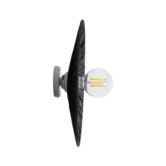 GloboStar® COLOMBO 02280 Boho Επιτοίχιο Φωτιστικό Απλίκα Μονόφωτο 1 x E27 IP20 Μαύρη Ράφια - Μ40 x Π40 x Υ9cm GloboStar® COLOMBO 02280 Boho Επιτοίχιο Φωτιστικό Απλίκα Μονόφωτο 1 x E27 IP20 Μαύρη Ράφια - Μ40 x Π40 x Υ9cm