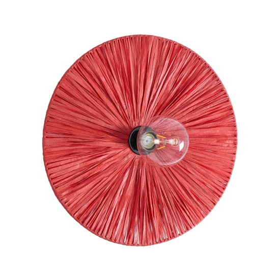 GloboStar® COLOMBO 02281 Boho Επιτοίχιο Φωτιστικό Απλίκα Μονόφωτο 1 x E27 IP20 Κόκκινη Ράφια - Μ40 x Π40 x Υ9cm GloboStar® COLOMBO 02281 Boho Επιτοίχιο Φωτιστικό Απλίκα Μονόφωτο 1 x E27 IP20 Κόκκινη Ράφια - Μ40 x Π40 x Υ9cm