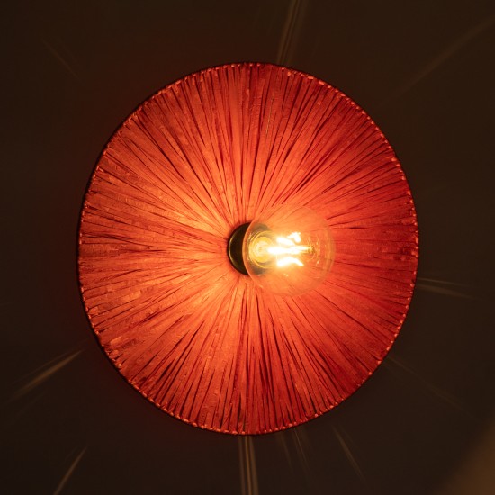 GloboStar® COLOMBO 02281 Boho Επιτοίχιο Φωτιστικό Απλίκα Μονόφωτο 1 x E27 IP20 Κόκκινη Ράφια - Μ40 x Π40 x Υ9cm GloboStar® COLOMBO 02281 Boho Επιτοίχιο Φωτιστικό Απλίκα Μονόφωτο 1 x E27 IP20 Κόκκινη Ράφια - Μ40 x Π40 x Υ9cm