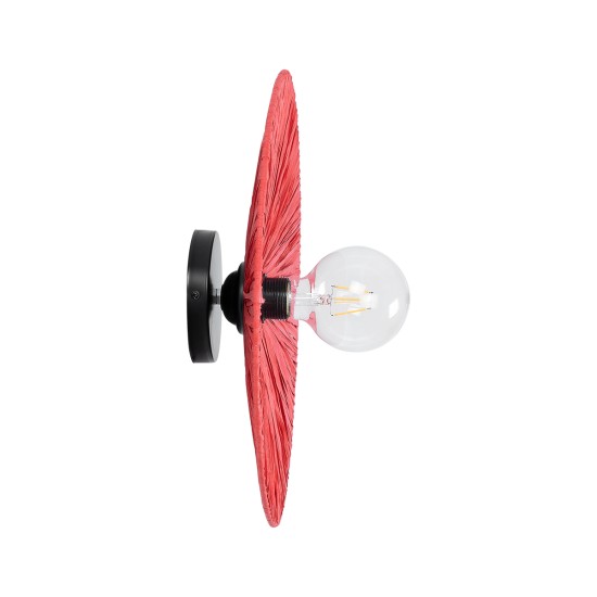 GloboStar® COLOMBO 02281 Boho Επιτοίχιο Φωτιστικό Απλίκα Μονόφωτο 1 x E27 IP20 Κόκκινη Ράφια - Μ40 x Π40 x Υ9cm GloboStar® COLOMBO 02281 Boho Επιτοίχιο Φωτιστικό Απλίκα Μονόφωτο 1 x E27 IP20 Κόκκινη Ράφια - Μ40 x Π40 x Υ9cm