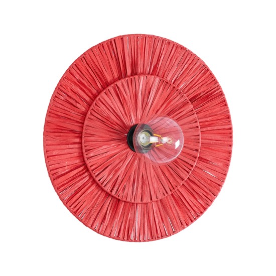 GloboStar® COLOMBO 02282 Boho Επιτοίχιο Φωτιστικό Απλίκα Μονόφωτο 1 x E27 IP20 Κόκκινη Ράφια - Μ40 x Π40 x Υ9cm GloboStar® COLOMBO 02282 Boho Επιτοίχιο Φωτιστικό Απλίκα Μονόφωτο 1 x E27 IP20 Κόκκινη Ράφια - Μ40 x Π40 x Υ9cm