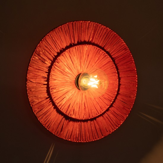 GloboStar® COLOMBO 02282 Boho Επιτοίχιο Φωτιστικό Απλίκα Μονόφωτο 1 x E27 IP20 Κόκκινη Ράφια - Μ40 x Π40 x Υ9cm GloboStar® COLOMBO 02282 Boho Επιτοίχιο Φωτιστικό Απλίκα Μονόφωτο 1 x E27 IP20 Κόκκινη Ράφια - Μ40 x Π40 x Υ9cm