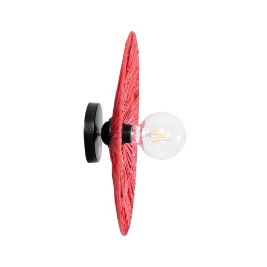 GloboStar® COLOMBO 02282 Boho Επιτοίχιο Φωτιστικό Απλίκα Μονόφωτο 1 x E27 IP20 Κόκκινη Ράφια - Μ40 x Π40 x Υ9cm GloboStar® COLOMBO 02282 Boho Επιτοίχιο Φωτιστικό Απλίκα Μονόφωτο 1 x E27 IP20 Κόκκινη Ράφια - Μ40 x Π40 x Υ9cm