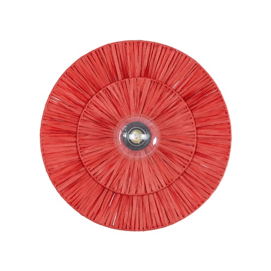 GloboStar® COLOMBO 02282 Boho Επιτοίχιο Φωτιστικό Απλίκα Μονόφωτο 1 x E27 IP20 Κόκκινη Ράφια - Μ40 x Π40 x Υ9cm GloboStar® COLOMBO 02282 Boho Επιτοίχιο Φωτιστικό Απλίκα Μονόφωτο 1 x E27 IP20 Κόκκινη Ράφια - Μ40 x Π40 x Υ9cm