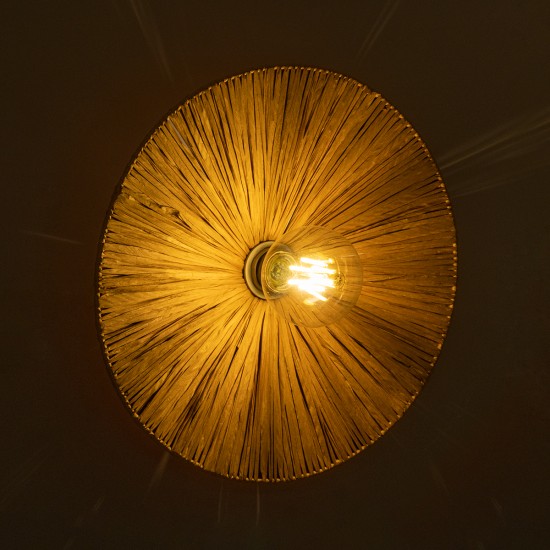 GloboStar® COLOMBO 02283 Boho Επιτοίχιο Φωτιστικό Απλίκα Μονόφωτο 1 x E27 IP20 Μπεζ Ράφια - Μ40 x Π40 x Υ9cm GloboStar® COLOMBO 02283 Boho Επιτοίχιο Φωτιστικό Απλίκα Μονόφωτο 1 x E27 IP20 Μπεζ Ράφια - Μ40 x Π40 x Υ9cm