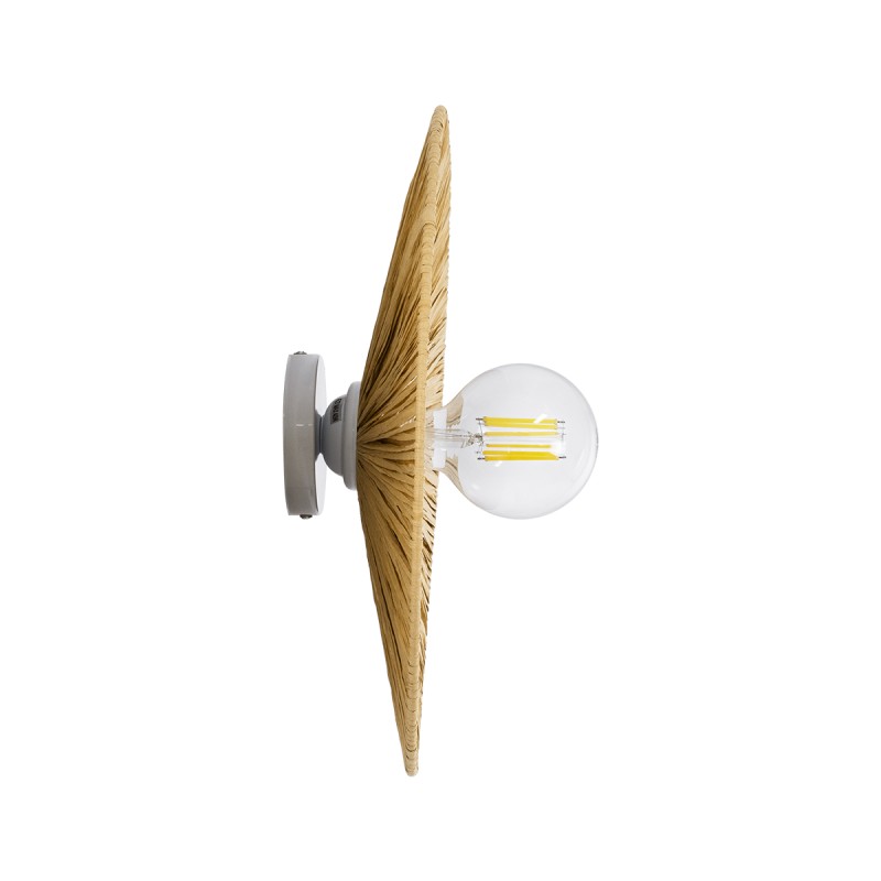 GloboStar® COLOMBO 02283 Boho Επιτοίχιο Φωτιστικό Απλίκα Μονόφωτο 1 x E27 IP20 Μπεζ Ράφια - Μ40 x Π40 x Υ9cm
