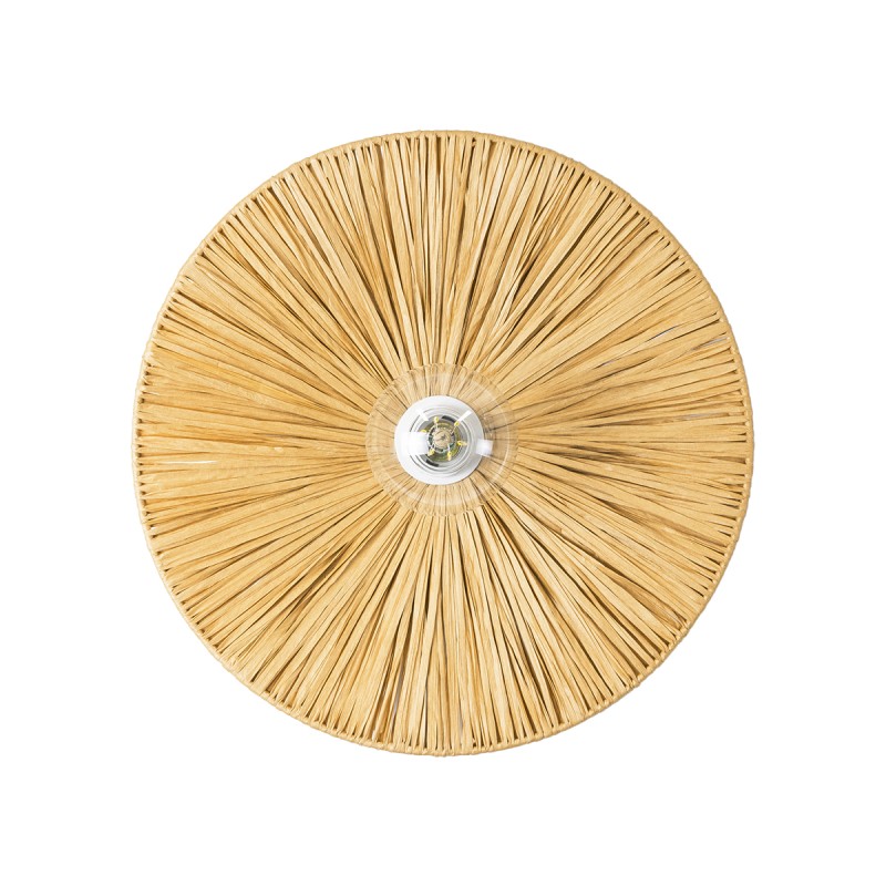 GloboStar® COLOMBO 02283 Boho Επιτοίχιο Φωτιστικό Απλίκα Μονόφωτο 1 x E27 IP20 Μπεζ Ράφια - Μ40 x Π40 x Υ9cm