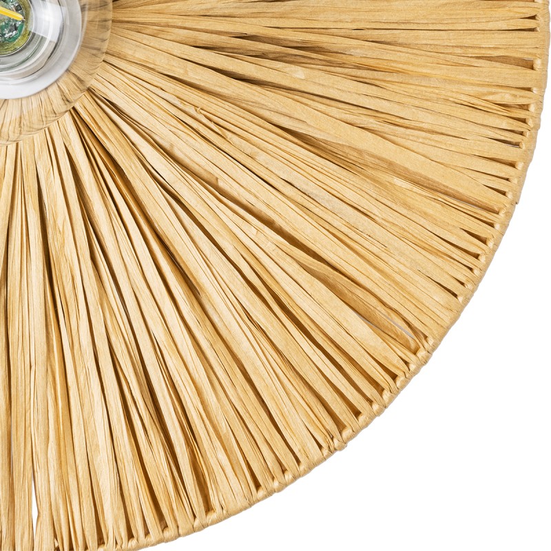 GloboStar® COLOMBO 02283 Boho Επιτοίχιο Φωτιστικό Απλίκα Μονόφωτο 1 x E27 IP20 Μπεζ Ράφια - Μ40 x Π40 x Υ9cm
