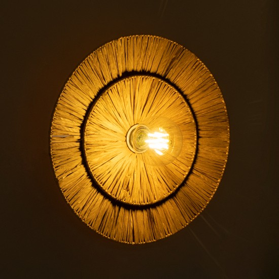 GloboStar® COLOMBO 02284 Boho Επιτοίχιο Φωτιστικό Απλίκα Μονόφωτο 1 x E27 IP20 Μπεζ Ράφια - Μ40 x Π40 x Υ9cm GloboStar® COLOMBO 02284 Boho Επιτοίχιο Φωτιστικό Απλίκα Μονόφωτο 1 x E27 IP20 Μπεζ Ράφια - Μ40 x Π40 x Υ9cm