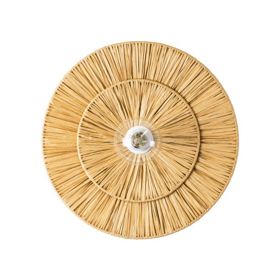 GloboStar® COLOMBO 02284 Boho Επιτοίχιο Φωτιστικό Απλίκα Μονόφωτο 1 x E27 IP20 Μπεζ Ράφια - Μ40 x Π40 x Υ9cm GloboStar® COLOMBO 02284 Boho Επιτοίχιο Φωτιστικό Απλίκα Μονόφωτο 1 x E27 IP20 Μπεζ Ράφια - Μ40 x Π40 x Υ9cm