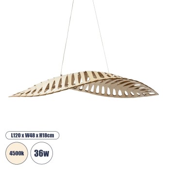 GLOBOSTAR® NANI 02285 Μοντέρνο Κρεμαστό Φωτιστικό Οροφής LED 36W 2880lm 120° AC 220-240V IP20 Φυσικό Λευκό 4500K - Lumileds SMD Chip - Μπεζ - Μ120 x Π48 x Υ18cm - 2 Χρόνια Εγγύηση