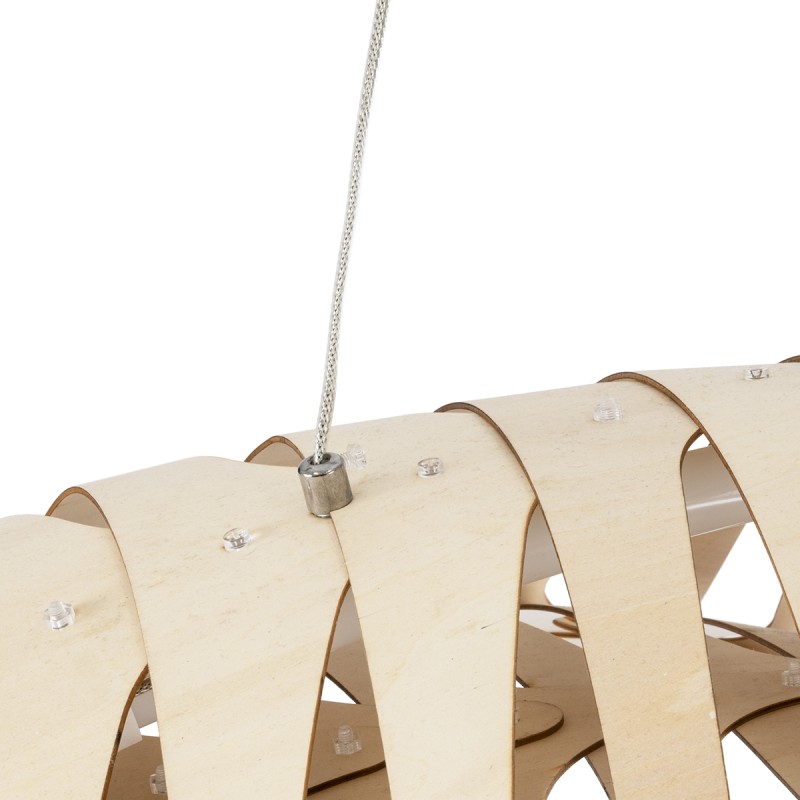 GloboStar® NANI 02285 Μοντέρνο Κρεμαστό Φωτιστικό Πλέγμα LED 36W 2880lm 120° AC 220-240V IP20 Φυσικό Λευκό 4500K Μπεζ Ξύλο - Μ48 x Π48 x Υ18cm - 2 Xρόνια Εγγύηση