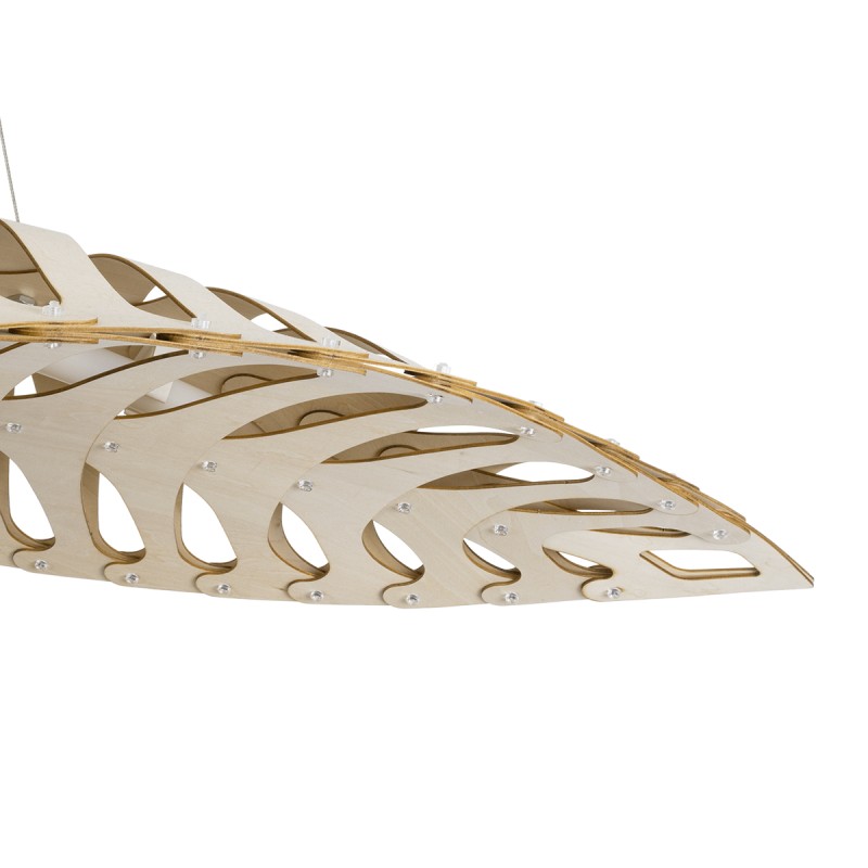 GloboStar® NANI 02285 Μοντέρνο Κρεμαστό Φωτιστικό Πλέγμα LED 36W 2880lm 120° AC 220-240V IP20 Φυσικό Λευκό 4500K Μπεζ Ξύλο - Μ48 x Π48 x Υ18cm - 2 Xρόνια Εγγύηση